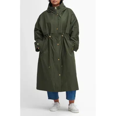 Barbour Lavender Waterproof Hooded Coat In Olive