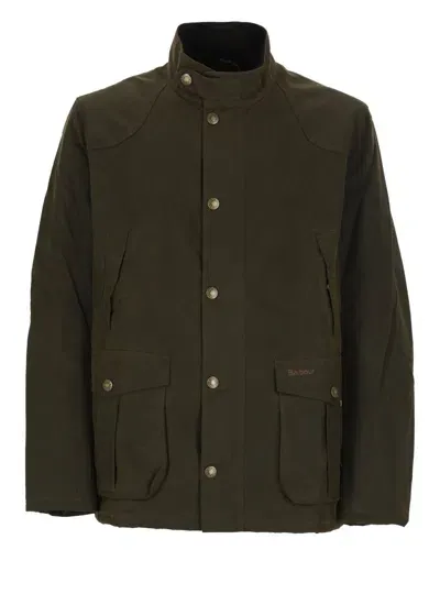 Barbour Leeward Wax Jacket In Green