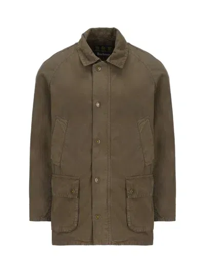 Barbour Logo Embroidered Long Sleeved Jacket In Green