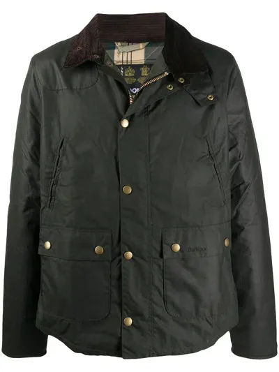 Barbour Reelin Wax Cotton Jacket In Green