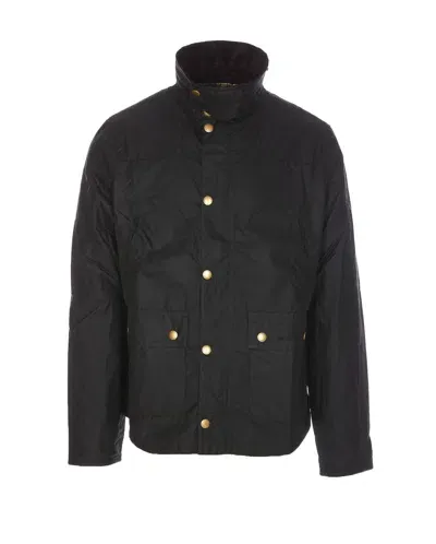 Barbour Reelin Wax Jacket In Blue