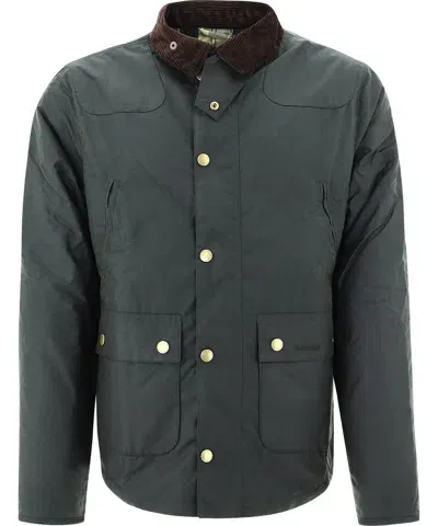 Barbour Reelin Waxed Jacket In Green