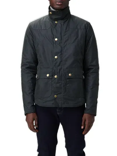 Barbour Reelin Waxed Cotton Jacket In Green