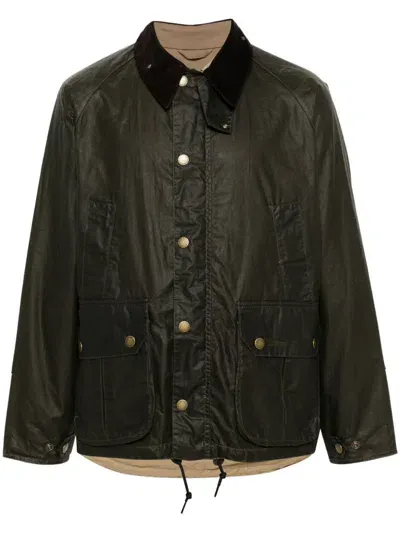 Barbour Deck Waxed Jacket In Green