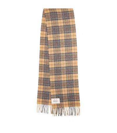 Barbour Wool Tartan Scarf In Gold