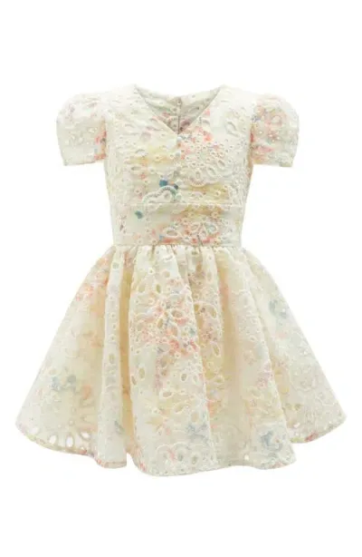 Bardot Junior Kids' Sirena Eyelet Fit & Flare Dress In Yellow Flower