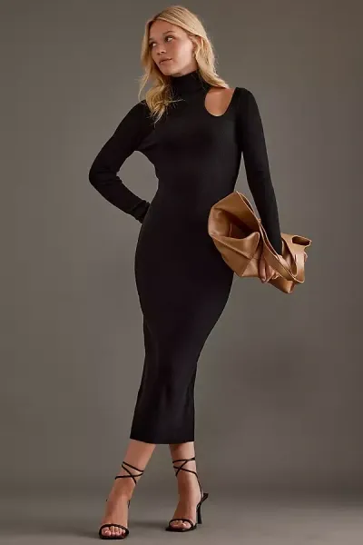 Bardot Olesa Knit Midi Dress In Black