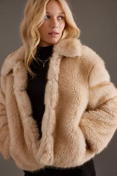 Bardot Sarissa Faux Fur Jacket In White