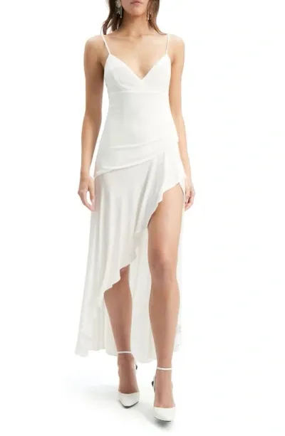 Bardot Sorella Ruffle High-low Jersey Midi Dress In White