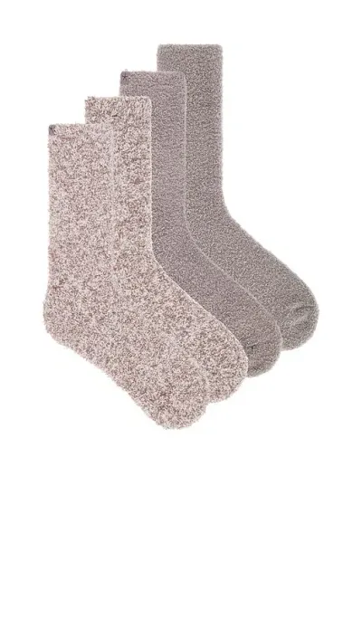 Barefoot Dreams Cozychic 2 Pair Sock Set In Pewter Multi