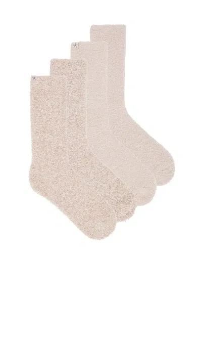 Barefoot Dreams Cozychic 2 Pair Sock Set In Stone Multi