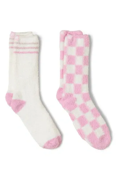 Barefoot Dreams Cozychic® Assorted 2-pack Crew Socks In Barbie Pink Multi