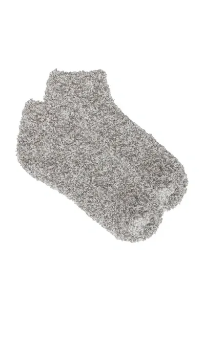 Barefoot Dreams Cozychic Heathered Tennis Socks In Moonbeam & White