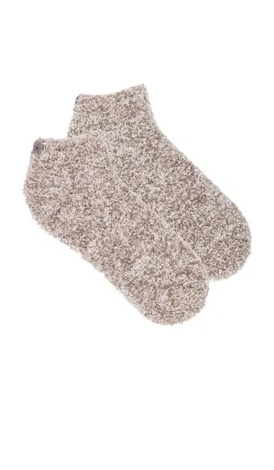 Barefoot Dreams Cozychic Heathered Tennis Socks In Nickel & White