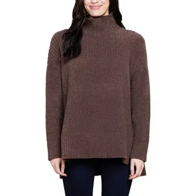 Barefoot Dreams Cozychic High-low Turtleneck Pullover In Java