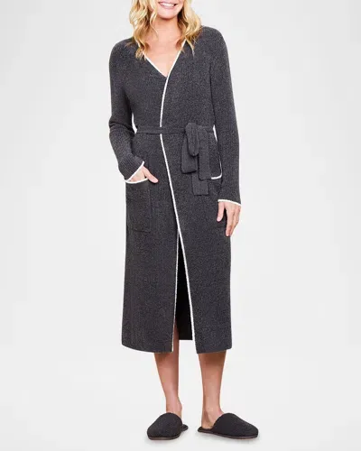 Barefoot Dreams Cozychic Lite Ribbed Midi Robe In Carbon/pearl