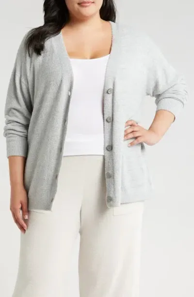 Barefoot Dreams Cozychic Lite® V-back Cardigan In Heather Moonbeam/pearl