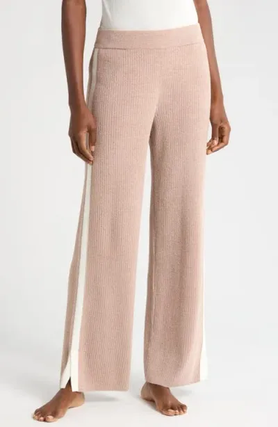 Barefoot Dreams Cozychic® Ultra Lite® Contrast Rib Pajama Pants In Feather/pearl