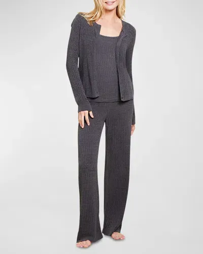 Barefoot Dreams Cozychic Ultra Lite Ribbed Cardigan In Carbon