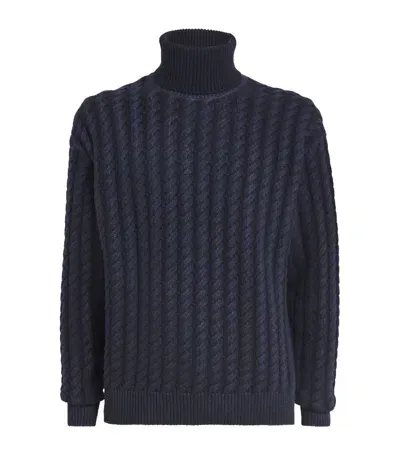 Barena Venezia Cable-knit Rollneck Sweater In Blue