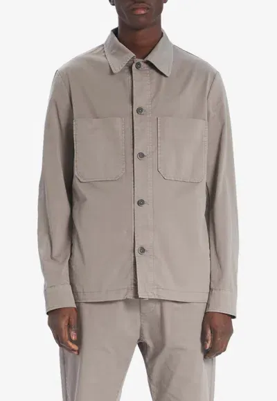 Barena Venezia Garment-dyed Cotton-blend Gabardine Overshirt In Gray