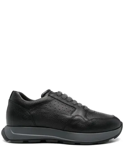 Barrett Leather Sneakers In Black