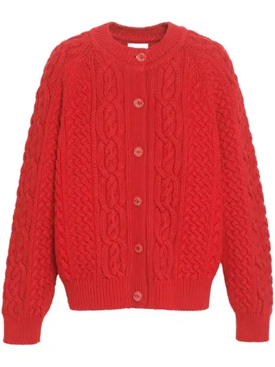 Barrie Cable-knit Cashmere Cardigan In Red