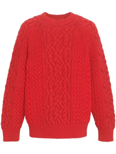 Barrie Cable-knit Cashmere Jumper In Red