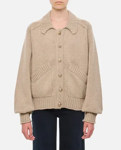 Barrie Cashmere Collar Cardigan In Neutrals