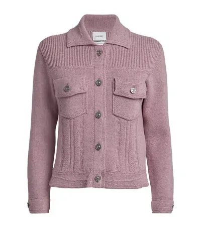 Barrie Cashmere-cotton Fitted Cardigan In Pink