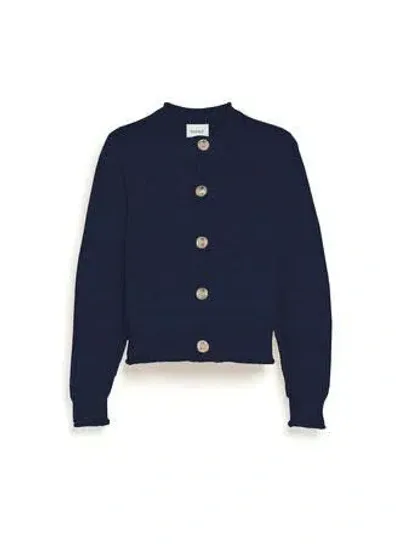 Barrie Cashmere Crewneck Cardigan In Blue