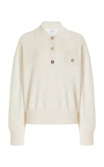 Barrie Cashmere Polo Sweater In White