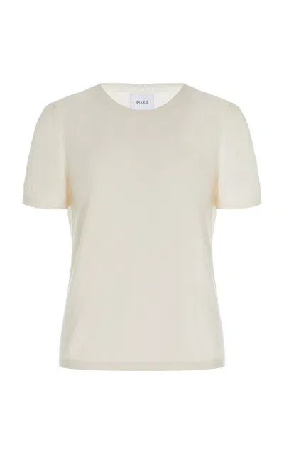 Barrie Round-neck Cashmere-blend T-shirt In White