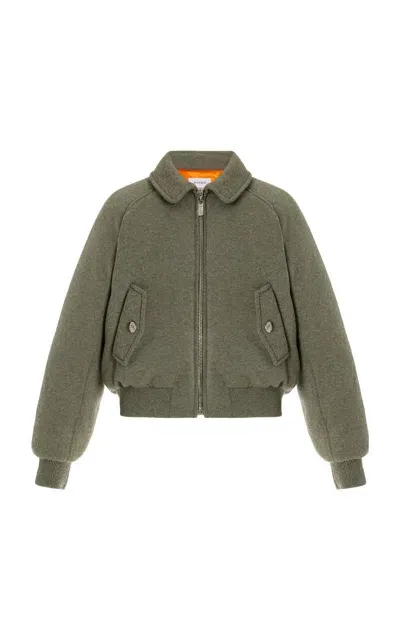 Barrie Cashmere-wool Puffer Bomber Jacket In Green