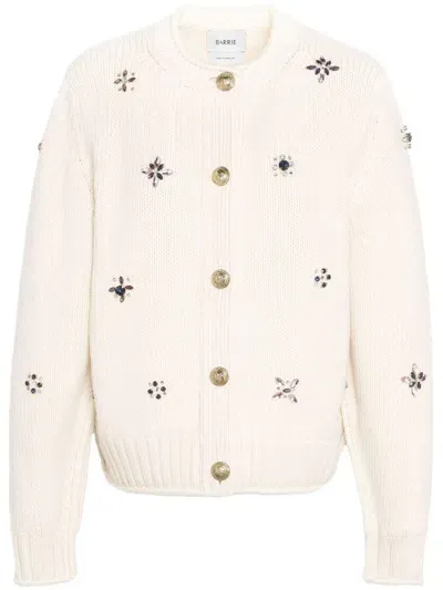 Barrie Chunky-knit Embroidered Cardigan In White