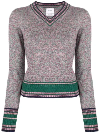 Barrie Contrast-stripe Cashmere Jumper In Pink