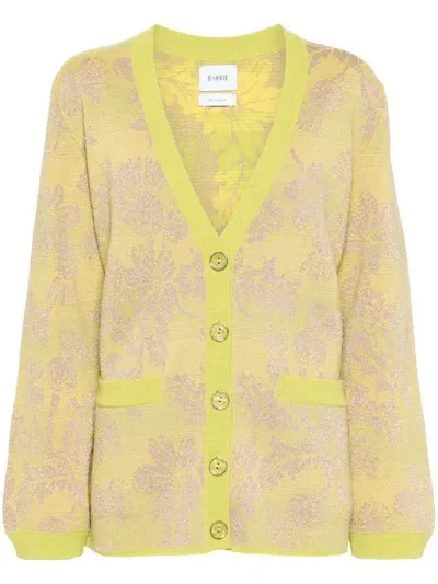 Barrie Floral-intarsia V-neck Cardigan In Yellow