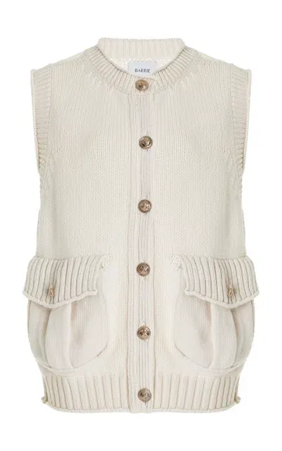 Barrie Knit Cashmere Cardigan Vest In White