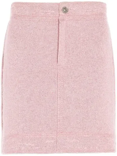 Barrie Cashmere And Cotton Denim Skirt Plum In Pink