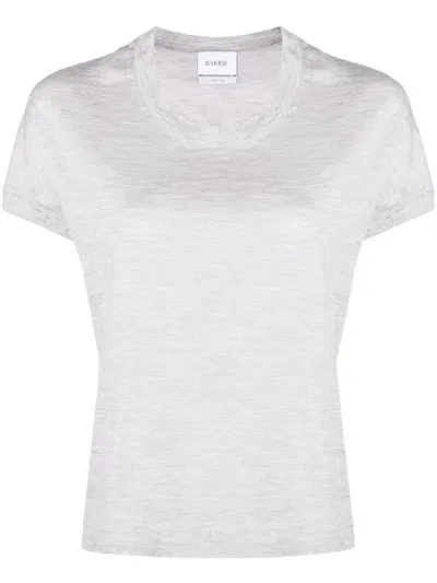 Barrie Short-sleeve Cashmere Top In Grey