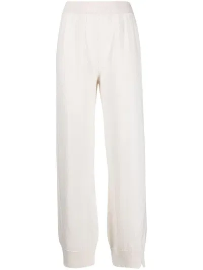 Barrie Side-slit Cashmere Trousers In White