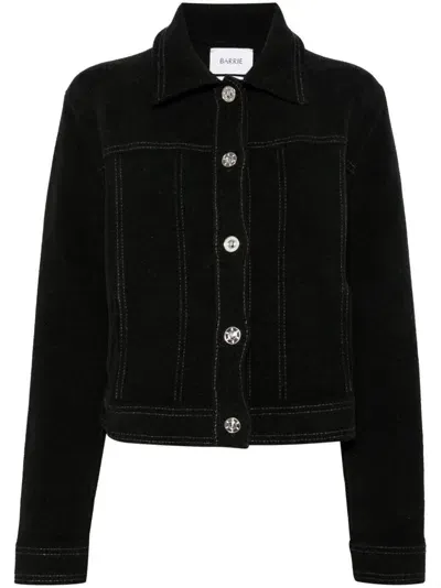 Barrie Suede-effect Cropped Jacket In Black