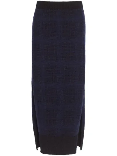 Barrie Tartan-pattern Cashmere Skirt In Blue