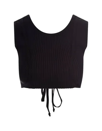 Barrow Black Stretch Crossed Crop Top