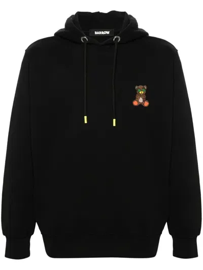 Barrow Bear-print Cotton Hoodie In Black