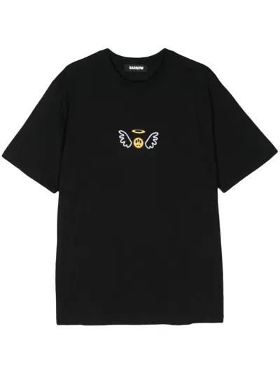 Barrow Logo-flocked T-shirt In Black  