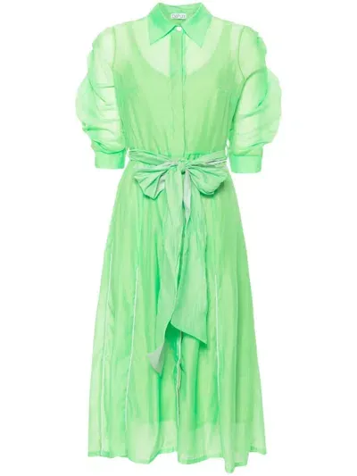 Baruni Organza Midi Dress In Green