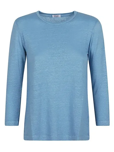 Base Linen Jersey Long Sleeve T-shirt In Blue