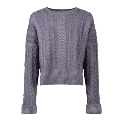 Base Purple Merino Wool Cable-knit Sweater