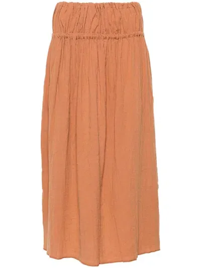 Baserange Elasticated-waistband Midi Skirt In Orange